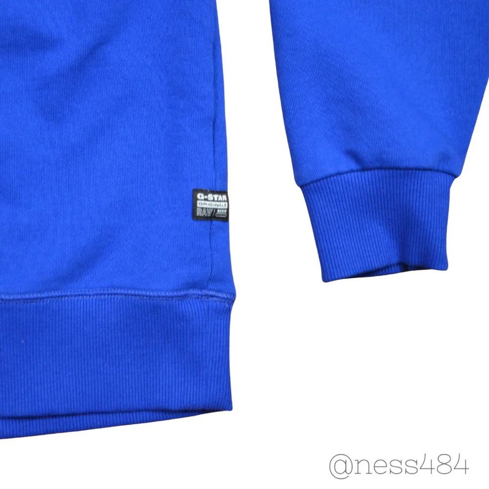 G Star Raw Men Blue Crewneck Sweatshirt Long Sleeve Graphic Print‎ Logo Size L